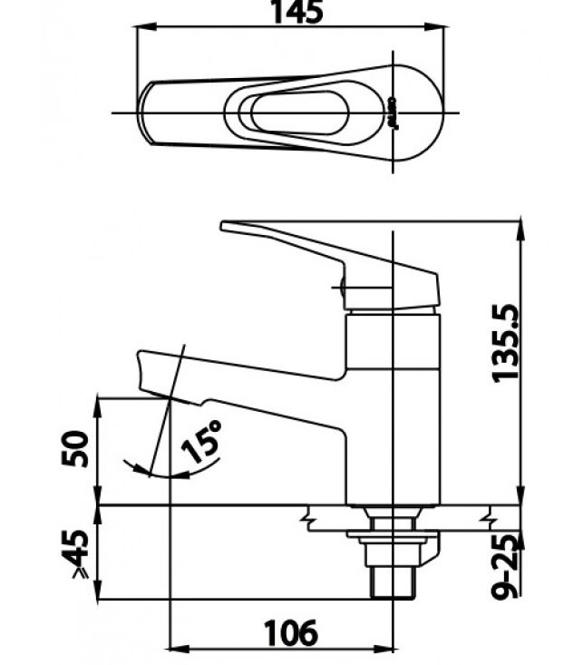 Bản vẽ kỹ thuật Vòi lavabo Cotto CT1165AE(HM)