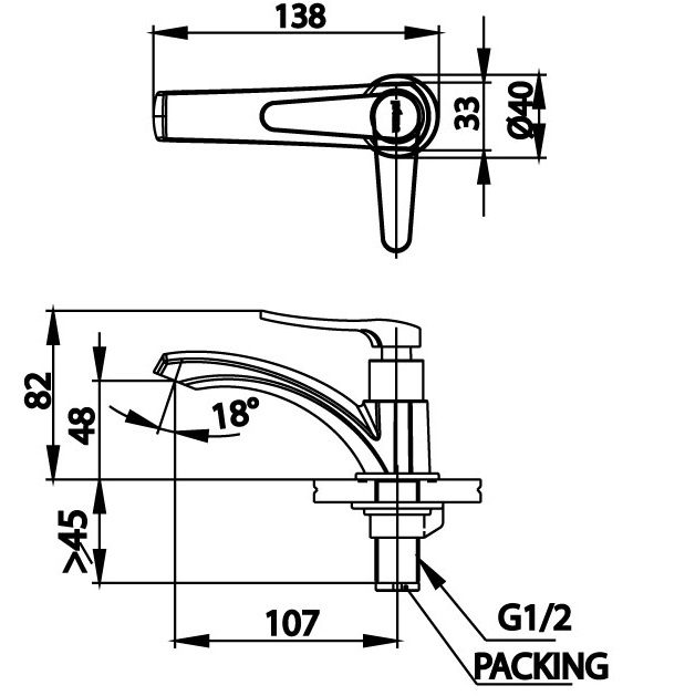 Bản vẽ kĩ thuật vòi lavabo CT1206(HM) Cotto