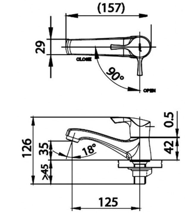 Bản vẽ kích thước vòi lavabo CT 1207 HM Cotto