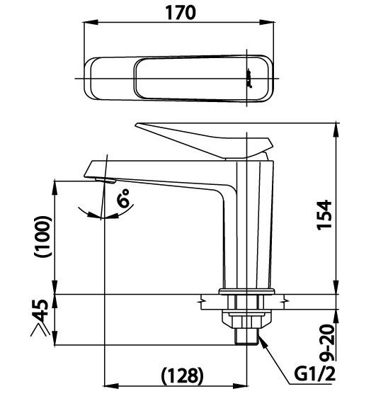 Bản vẽ kích thước vòi lavabo CT 1241 A Cotto