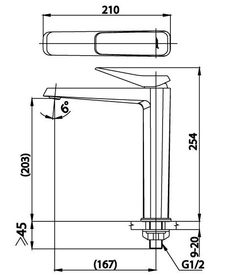 Bản vẽ kỹ thuật Vòi lavabo Cotto CT1242AY 