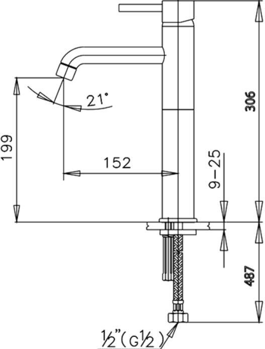 Bản vẽ kích thước vòi lạnh Cotto CT 144 AY