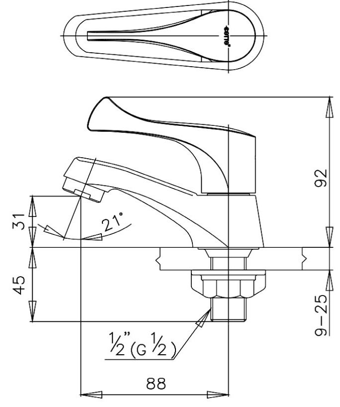 Bản vẽ kích thước Vòi lavabo rửa mặt  Cotto ct 160c10 hm