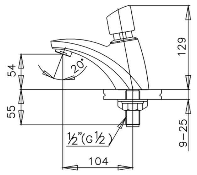 Bản vẽ kích thước vòi lavabo lạnh Cotto CT161 HM 
