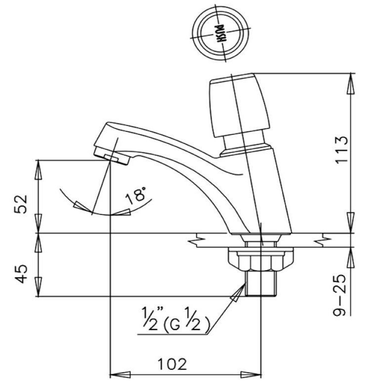 Bản vẽ kỹ thuật vòi chậu lavabo Cotto CT169 HM
