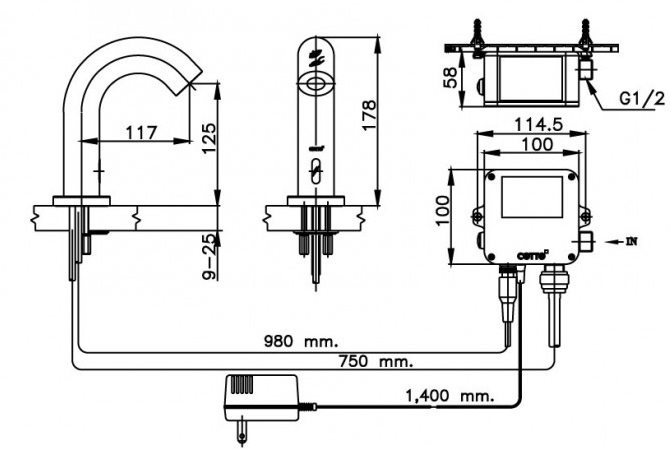 Bản vẽ kỹ thuật vòi cảm ứng 220V CT 4916 ACCotto