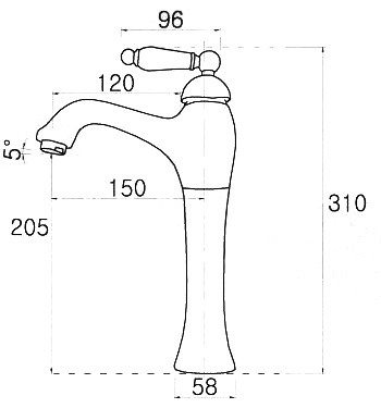 Bản vẽ kích thước vòi lavabo Kanly GCA04