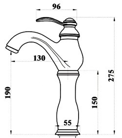 Bản vẽ kích thước vòi lavabo Kanly GCA09