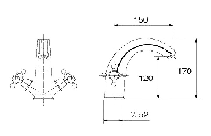 Bản vẽ kích thước vòi lavabo Kanly GCV05