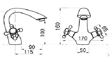 Bản vẽ kích thước vòi lavabo Kanly GCV07