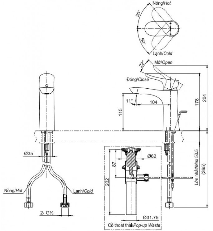 Bản vẽ vòi chậu rửa mặt TOTO TLG01301B#PFG