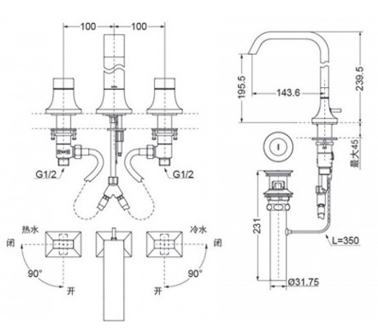 Bản vẽ vòi gắn chậu lavabo TOTO TLG08201B#PFG