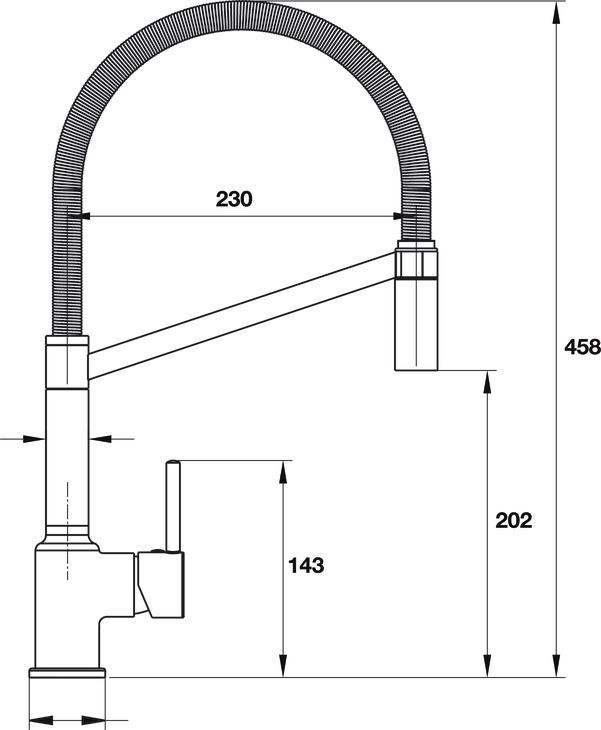 Bản vẽ kích thước vòi rửa bát 570.51.010 Hefele kim loại
