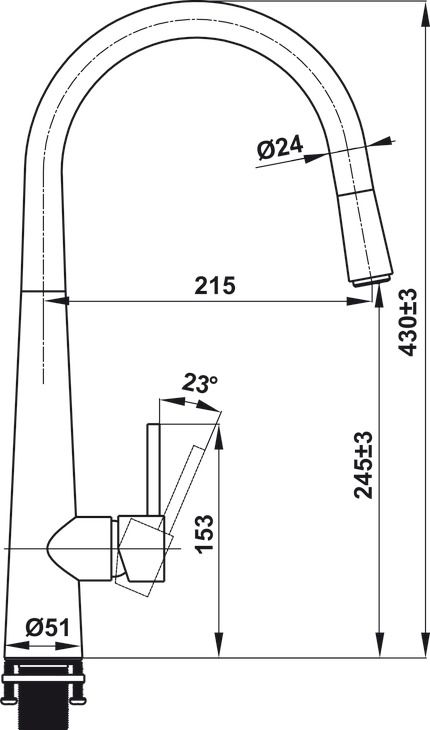 Bản vẽ kích thước vòi rửa bát 577.55.220 Hafele 