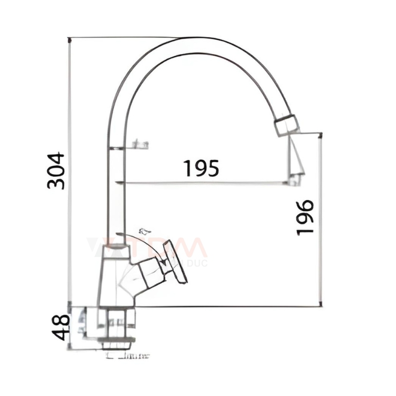 Bản vẽ kích thước vòi rửa bát WF T706 American