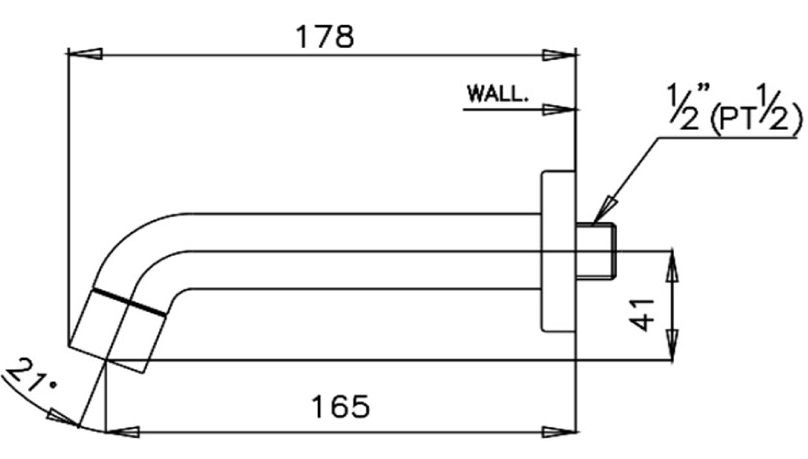 Bản vẽ kích thước vòi xả bồn âm tường Cotto ct 609 