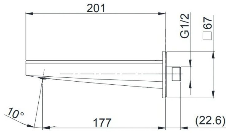 Bản vẽ vòi xả bồn TOTO TBG10001B MBL gắn tường