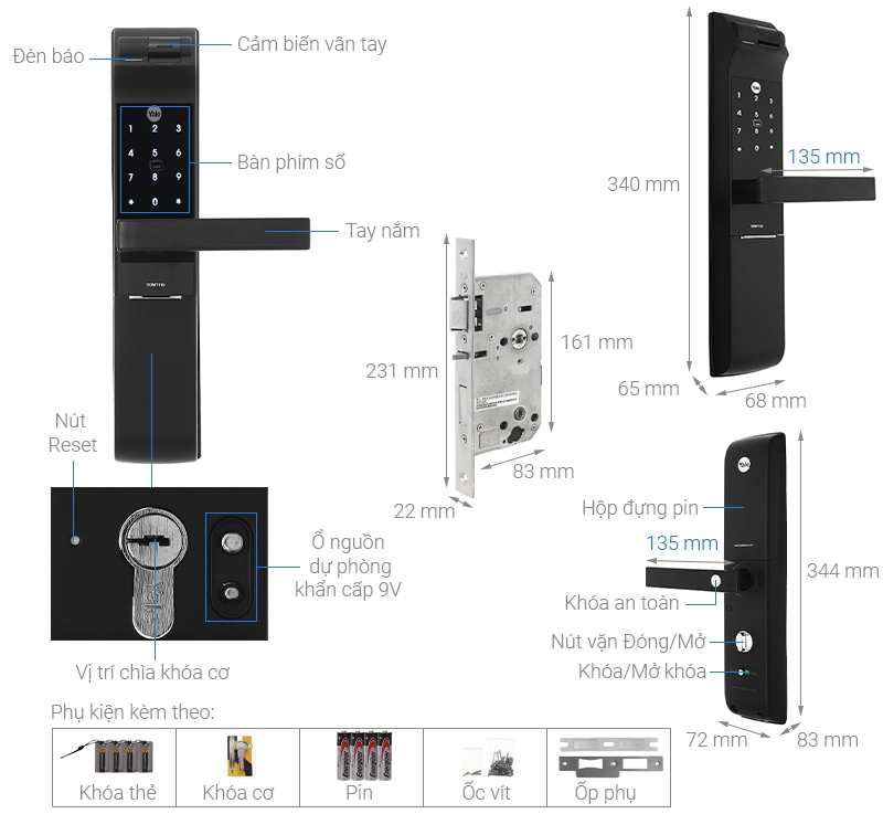Chi tiết thành phần khóa Yale YDM7116MB