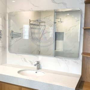 Gương cắt khổ lớn bàn đá nhà tắm