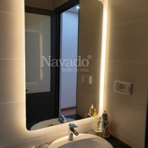 Gương đèn led hắt hình chữ nhật bo góc