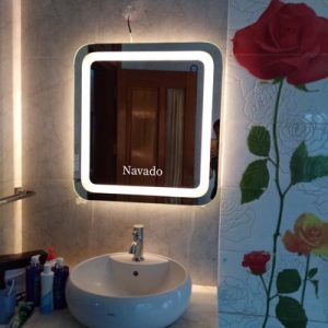 Gương đèn led phòng tắm bo góc