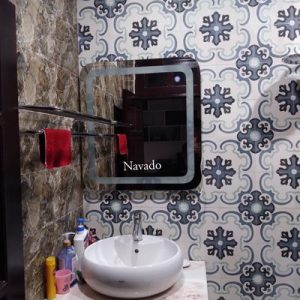Gương đèn led phòng tắm bo góc
