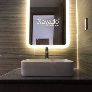 Gương đèn led phun cát ngoài bo góc 600x800mm