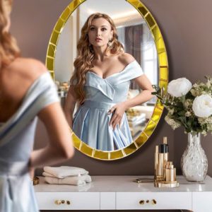 Gương khung vàng luxury phòng tắm Rossi NAV 2125