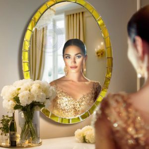 Gương khung vàng luxury phòng tắm Rossi NAV 2125