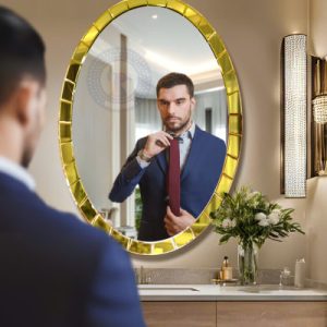 Gương khung vàng luxury phòng tắm Rossi NAV 2125