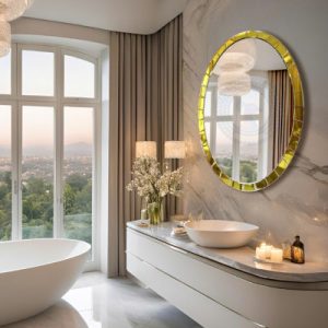 Gương khung vàng luxury phòng tắm Rossi NAV 2125