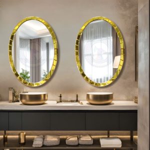 Gương khung vàng luxury phòng tắm Rossi NAV 2125