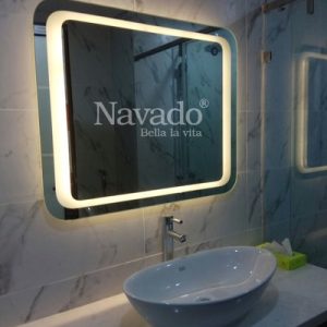 Gương nhà tắm đèn led bo góc KT 800x1200
