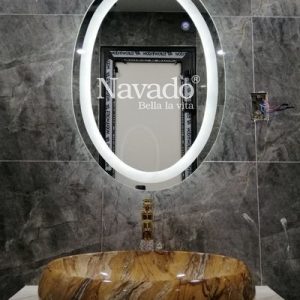 Gương nhà tắm đèn led Elip 550x800