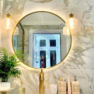 Gương nhà tắm khung inox đèn led phi 60cm