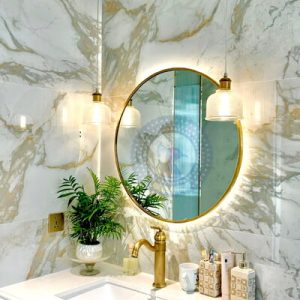 Gương nhà tắm khung inox đèn led phi 60cm