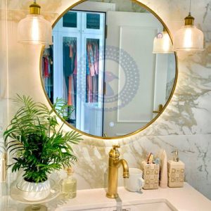 Gương nhà tắm khung inox đèn led phi 60cm