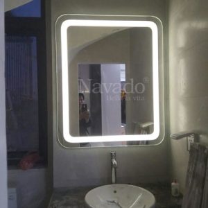 Gương nhà tắm led trắng bo góc KT 60x80cm