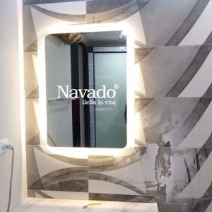 Gương nhà tắm led trắng bo góc KT 60x80cm