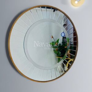 Gương nhà tắm nghệ thuật có khung vàng Gold 60cm NAV 2211