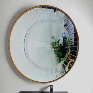 Gương nhà tắm nghệ thuật có khung vàng Gold 60cm NAV 2211