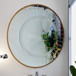 Gương nhà tắm nghệ thuật có khung vàng Gold 60cm NAV 2211