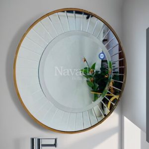 Gương nhà tắm nghệ thuật có khung vàng Gold 60cm NAV 2211