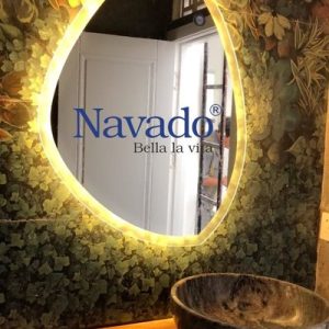 Gương phòng tắm đèn led hình viên đá