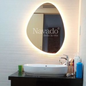 Gương phòng tắm đèn led hình viên đá