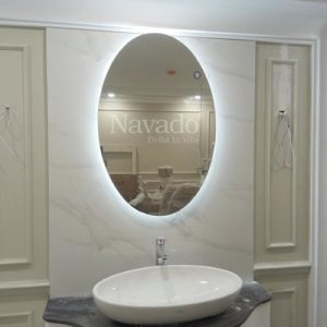 Gương phòng tắm đèn led trắng hình Elip