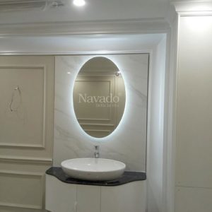 Gương phòng tắm đèn led trắng hình Elip