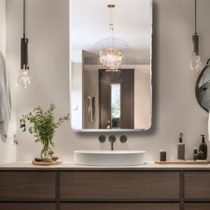 Gương phòng tắm khung inox bo góc