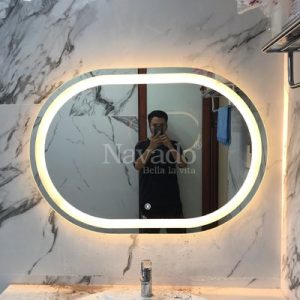 Gương phòng tắm led bo đầu 60 x 80cm