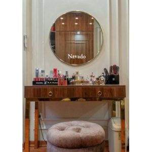 Gương treo nhà tắm tròn vành đen NAV604B